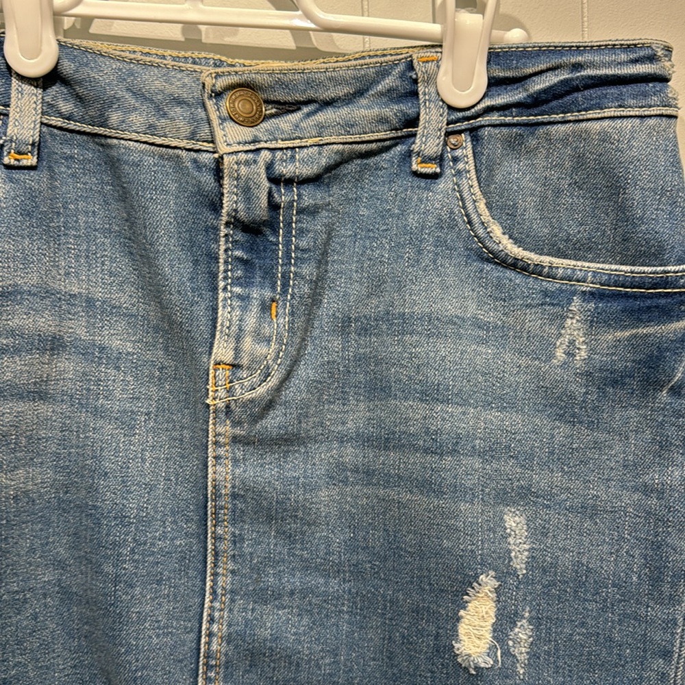 Denim Distressed Skirt - Picture 2 of 6